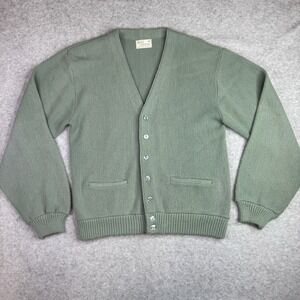 Vintage 60s Sears Sportswear Cardigan M Mint Green Grandpacore USA Mr Roger's